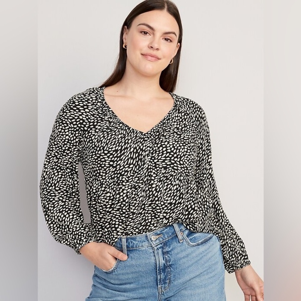 Old Navy Long Sleeve V-Neck Crinkled Boho Top Sz XXL